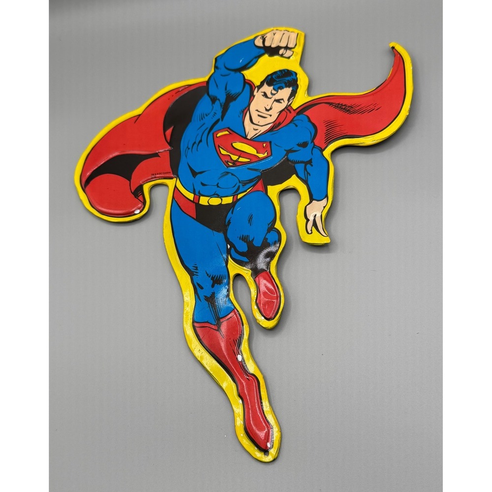 Superman Embossed Tin Metal Sign DC Comics Die Cut Wall Decor Man Cave